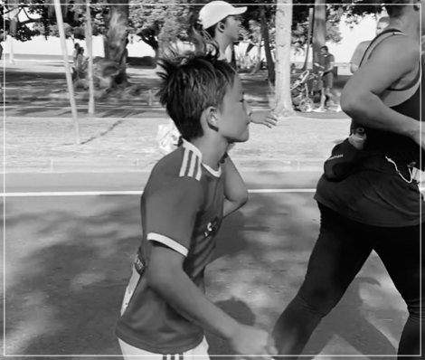 マラソンに挑戦している梨花さんの息子さん